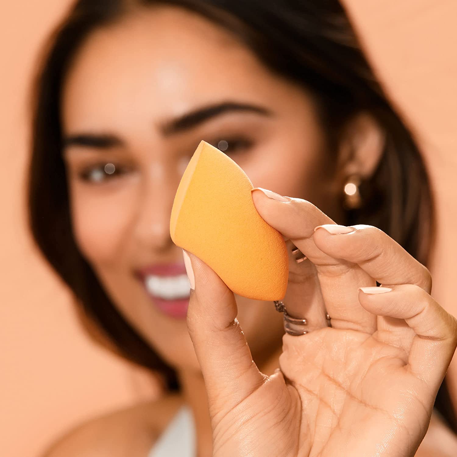 Real Techniques Miracle Complexion Sponge Duo, Makeup Blending Sponge, For Foundation, Offers Light To Medium Coverage, Natural, Dewy Makeup, Orange Sponge, Latex-Free Foam, 2 Count - Image 9
